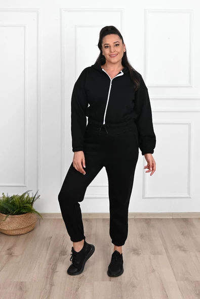 Kadın Büyük Beden Fermuarlı Eşofman Takımı 8031-24 - 2