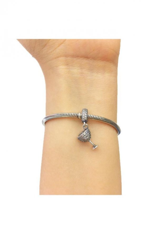 Zirkon Taşlı Kokteyl Kristal Sallantılı Pandora Bilekliklerine Uyumlu Gümüş Charm - 2