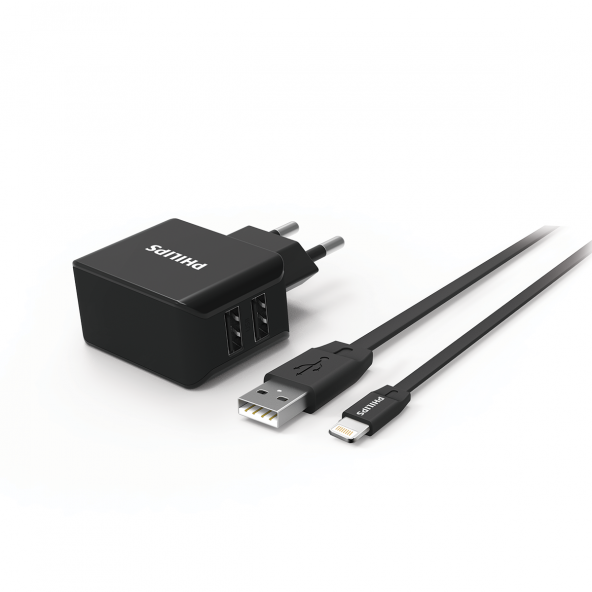 Philips DLP2502L Duvar Şarj Cihazı ve MFI Lisanslı Lightning Kablo Bir arada Ürün
