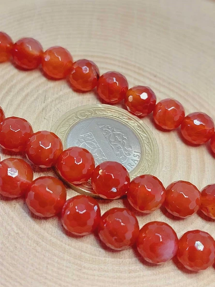 Akik Taşı Faset Kesim Dizi 8mm (54682) - Resim 2