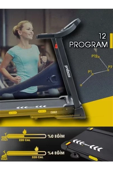 Proforce Leta Koşu Bandı - Katlanabilir Programlanabilir 0-12 KM/Sa Hız-LED ekran Kolay Kurulumlu - 3