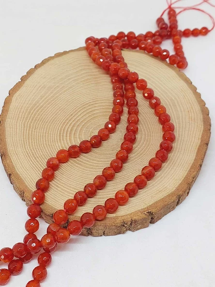 Akik Taşı Faset Kesim Dizi 8mm (54682) - Resim 3