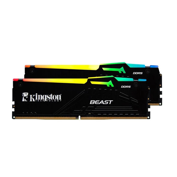 Kingston Beast RGB 64GB (2x32GB) DDR5 6000MHZ CL36 Siyah Ram-KF560C36BBEAK2-64TR