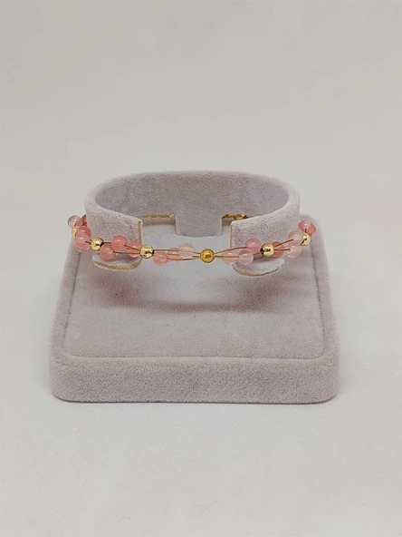 Gül Kuvars Taşı Bileklik 4mm (39337) - Resim 4