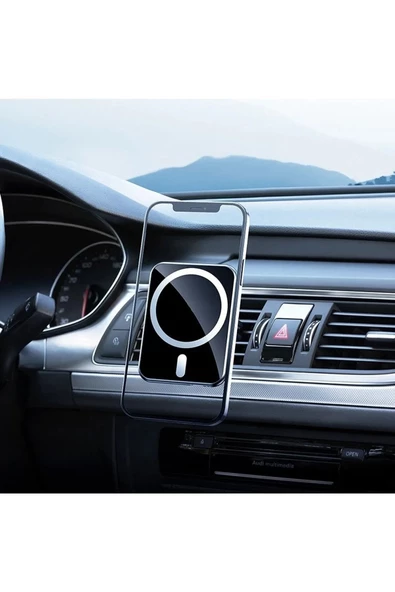 Hepu 15W Magsafe Kablosuz Şarjlı Araba Telefon Tutucu – Havalandırma Uyumlu, 360° Döner Başlık HP-A07 - 2