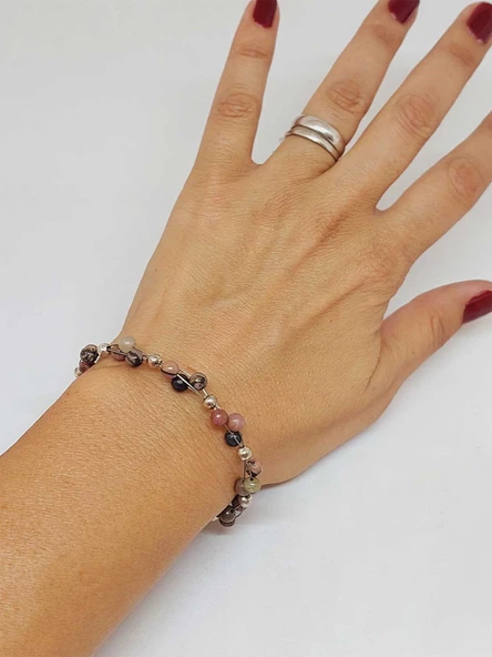 Rodonit Taşı Bileklik 4mm (39332) - Resim 2