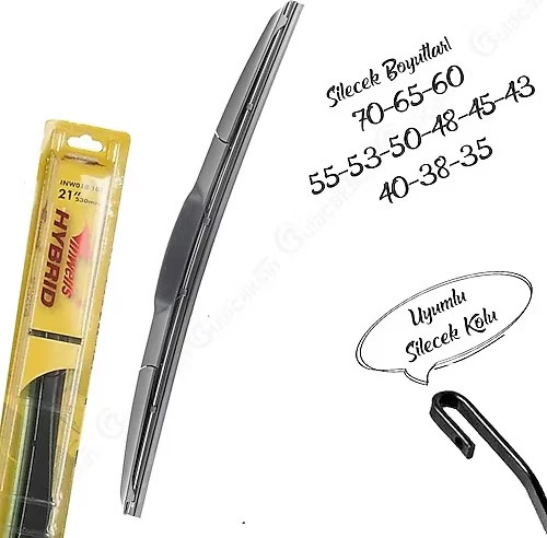 inwells Universal HYBRİD Silecek 35-38-40-43-45-48-50-53-55-60-65-70cm Çengelli
