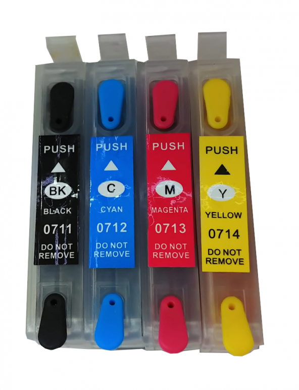 EPSON T0891-T0894 UYUMLU KOLAY DOLAN KARTUŞ+4x100ml MÜREKKEP 4 RENK (DOLU) - Resim 2