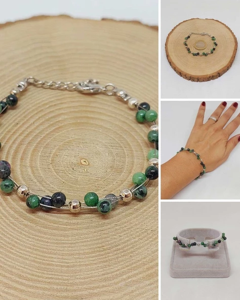 Anyolit (Rubizoit- Rubyzoisit) Taşı Bileklik 4mm (39334) ürün görseli