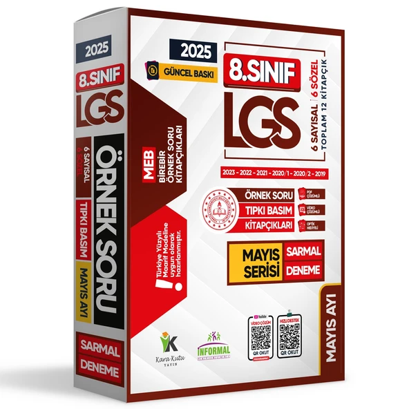 2025 8.Sınıf LGS Mayıs Ayı MEB Örnek Soru Tıpkı Basım 6lı Sarmal Deneme Paketi Video/PDF Çözümlü - 2