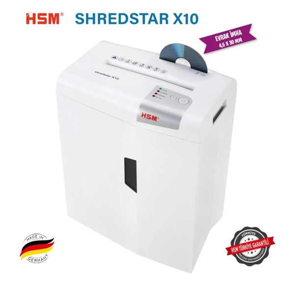 HSM SHREDSTAR X10 Evrak İmha Makinesi / Kağıt Kırpma Makinesi - CD İmha Makinesi - Çapraz / konfeti kesim-4,5x30 mm - 20lt - 4
