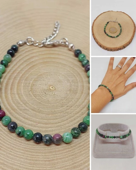 Anyolit (Rubizoit- Rubyzoisit) Taşı Bileklik 4mm (45208) ürün görseli