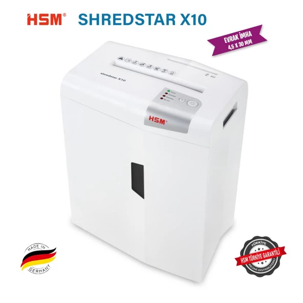HSM SHREDSTAR X10 Evrak İmha Makinesi / Kağıt Kırpma Makinesi - CD İmha Makinesi - Çapraz / konfeti kesim-4,5x30 mm - 20lt - 2