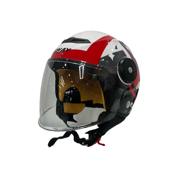 Sway 814 Cool Cat Yarı Camlı Şeffaf Vizörlü Çocuk Bisiklet Motosiklet Scooter Kaskı S Beden White - 5