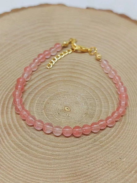 Gül Kuvars Taşı Bileklik 4mm (45212) - Resim 5