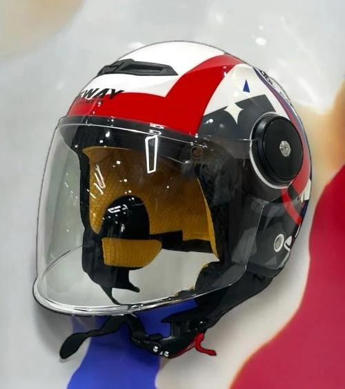 Sway 814 Cool Cat Yarı Camlı Şeffaf Vizörlü Çocuk Bisiklet Motosiklet Scooter Kaskı S Beden White - 2