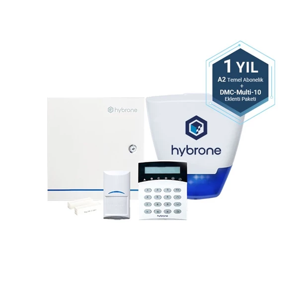 Hybrone HY-IA3008-A2DM10-1 Akıllı Network 4G Hırsız Alarm Seti 1 Yıl Hybrone A2 Temel Paket  DMC 10