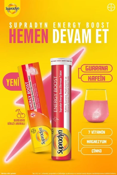 Supradyn Energy Boost Efervesan Tablet l Kafein, Guarana, Multivitamin ve Mineral - Resim 2