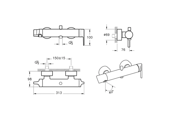 A4281839 VitrA Suit Banyo Bataryası, Parlak Siyah - 2