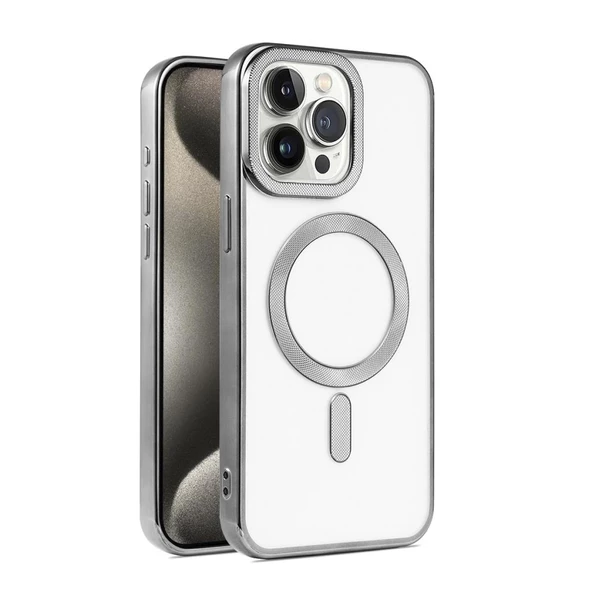 Apple iPhone 15 Pro Max Kılıf Pütür Dizayn Magsafe Şeffaf KRNS Case - 5