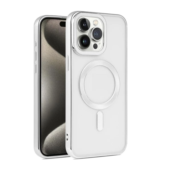 Apple iPhone 15 Pro Max Kılıf Pütür Dizayn Magsafe Şeffaf KRNS Case - 6