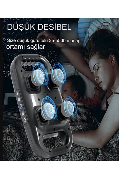 4 Top Masaj Tabancası Cihazı Şarjlı Vurmalı Vücut Boyun Masajı Egzersiz Gevşeme - 7