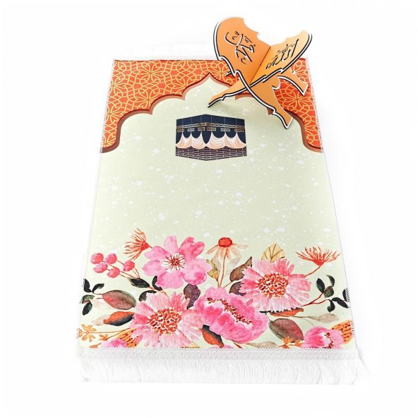 Çocuk Seccadesi Kabe Turuncu 82×45 cm 110 gr - Tesbih Hediyeli - 1