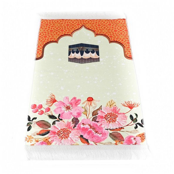 Çocuk Seccadesi Kabe Turuncu 82×45 cm 110 gr - Tesbih Hediyeli - 2