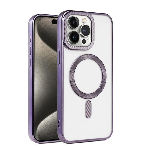 Apple iPhone 15 Pro Max Kılıf Pütür Dizayn Magsafe Şeffaf KRNS Case - 4