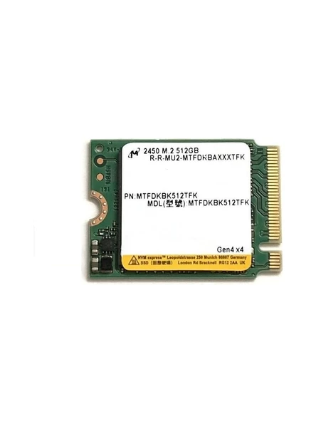 MICRON MTFDKBK512QFM 512GB 2230 M.2 NVME SSD(KUTUSUZ)