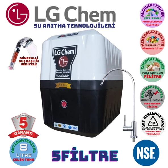 LG Chem PLATİNUM BEYAZ SİYAH 8 LİTRE 5 FİLTRE  SU ARITMA CİHAZI - 1