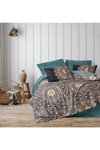 COTTON BOX 1771-CB SATEN CK NEVRESIM TAKIMI ORNATE PETROL