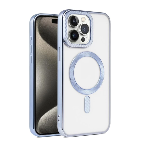 Apple iPhone 15 Pro Max Kılıf Pütür Dizayn Magsafe Şeffaf KRNS Case - 9