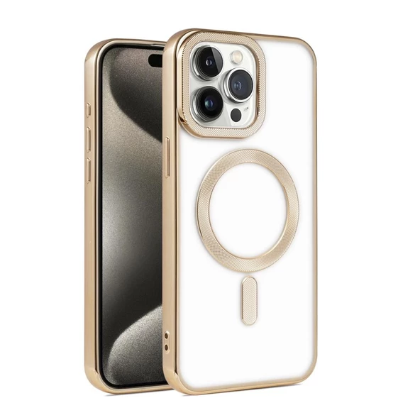 Apple iPhone 15 Pro Max Kılıf Pütür Dizayn Magsafe Şeffaf KRNS Case - 8