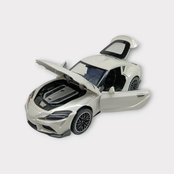 Çekbırak Metal Araba Sesli Işıklı 1:32 - Beyaz - Resim 2