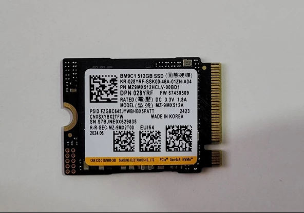 SAMSUNG BM9C1 MZ-9MX512A 512GB 2230 M.2 NMVE SSD(KUTUSUZ)