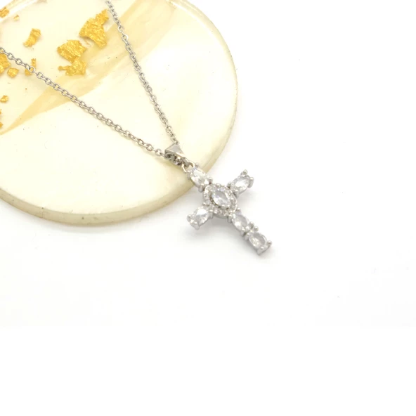 Çelik Kolye - Haç Kolye - Paslanmaz Çelik Kadın Kolye KLY-621 - Resim 2