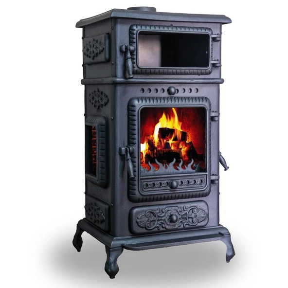 Akın AKN430 Üç Camlı Yan Kapak Fırınlı Döküm Şömine Soba ürün görseli