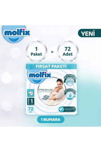 Molfix Premium Fırsat Paketi 1 Beden 72 Adet - 4