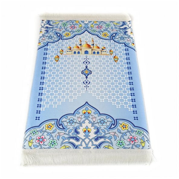 Çocuk Seccadesi Nebevi - Mavi 82×45 cm 110 gr - Tesbih Hediyeli - 2