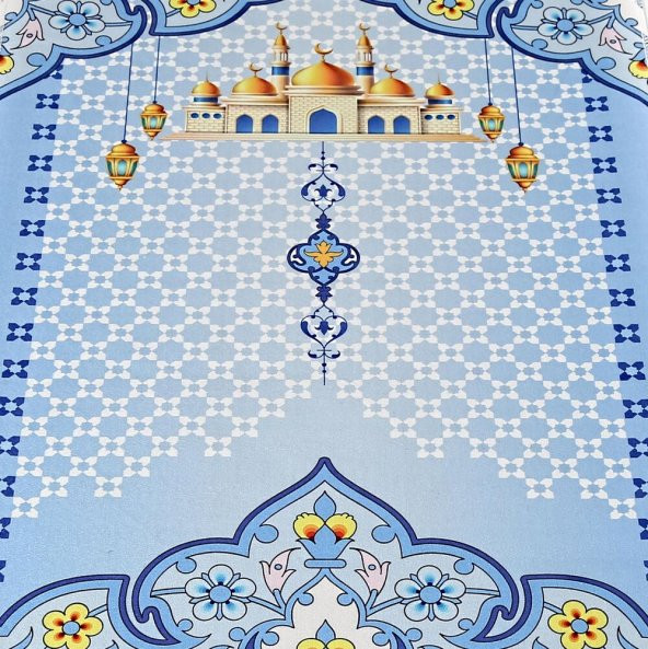 Çocuk Seccadesi Nebevi - Mavi 82×45 cm 110 gr - Tesbih Hediyeli - 3