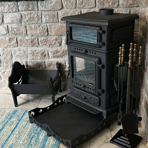 Akın AKN430 Üç Camlı Yan Kapak Fırınlı Döküm Şömine Soba - Resim 2