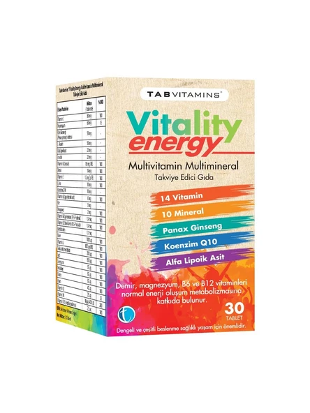 Tabvitamins Vitality Energy 30 Tablet 8680133002885