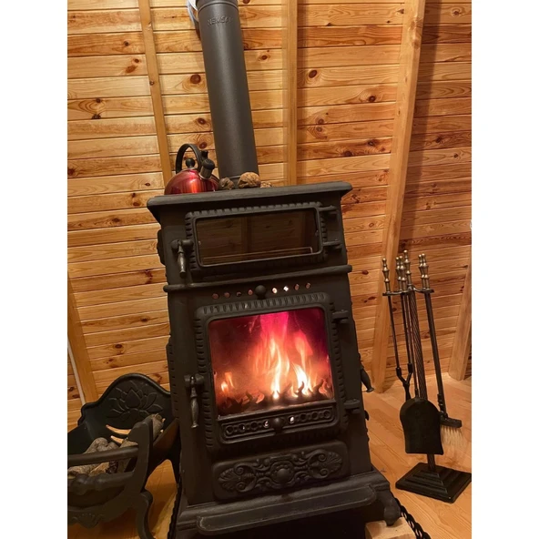 Akın AKN430 Üç Camlı Yan Kapak Fırınlı Döküm Şömine Soba - Resim 3