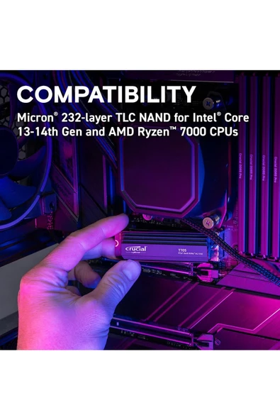 Crucial T705 1TB SSD Gen5 NVMe M.2 CT1000T705SSD5 Soğutuculu - Resim 6