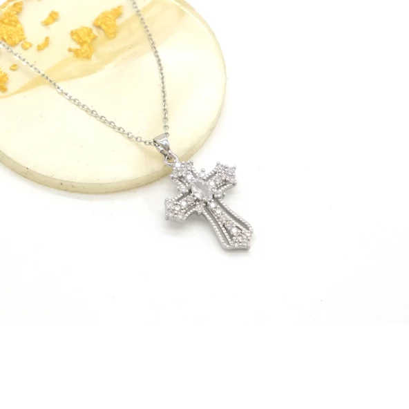 Çelik Kolye - Haç Kolye - Paslanmaz Çelik Kadın Kolye KLY-628 - Resim 2