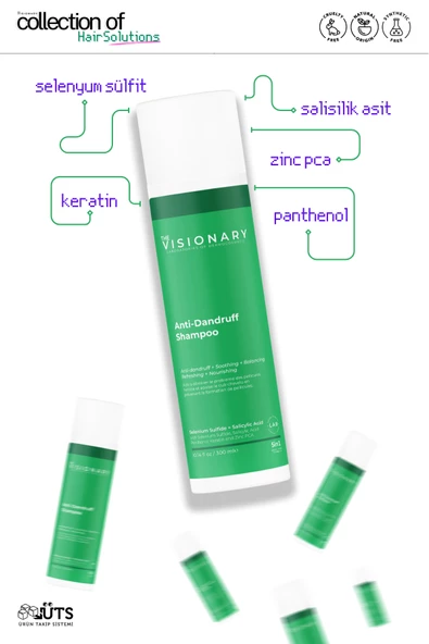 The Visionary Selenyum Sülfit, Salisilik Asit ve Keratin içeren Kepek ve Yağlanma Karşıtı Şampuan 300 mL - 2