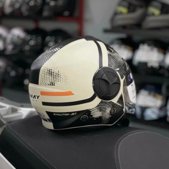 Sway 737 Şeffaf Vizörlü Güneş Gözlüklü Yarım Motosiklet Scooter Kaskı 2XL Beden Gemini Beige Black - 2