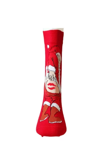 FANCYSOCKS Noel Baba Desenli Dikişsiz A Kalite Öpücük Çorap - 2