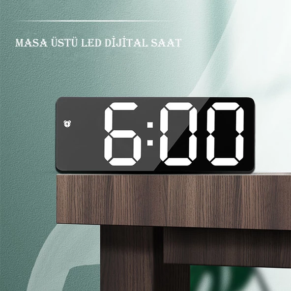 Monozone  Masa Saati Derece Alarm Takvim Pil(Dahil Değildir)+Şarjlı Led Işıklı Dijital - 6